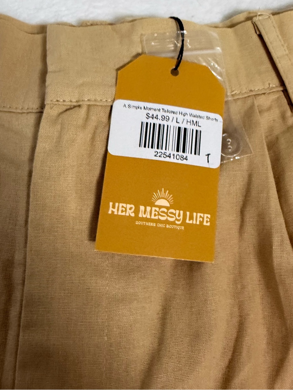 GIGIO USA Womens Large Tan Pleated Shorts High Waist Wide Leg NWT Pockets - Picture 3 of 9